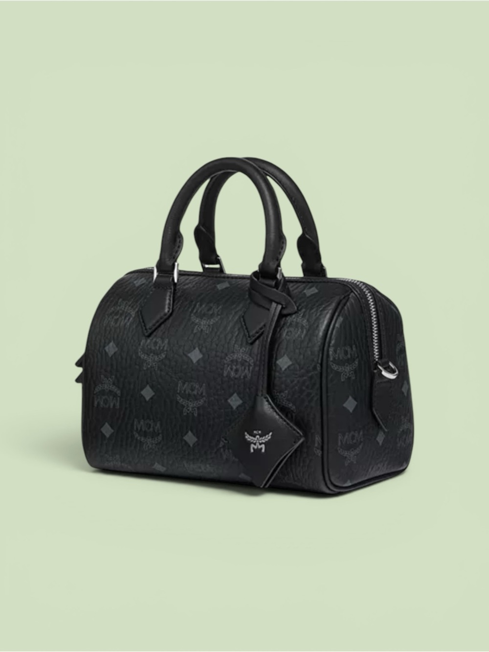 MCM Black Visetos Mini Boston Duffel